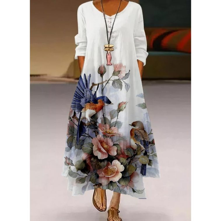 10.81€ 45% OFF|2022 Fashion Summer Maxi Dress Women's Printe