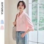 SENTUBILA Casual Shirt For Women 2025 Spring Summer Loose Fit Lo