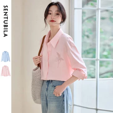 SENTUBILA Casual Shirt For Women 2025 Spring Summer Loose Fit Lo